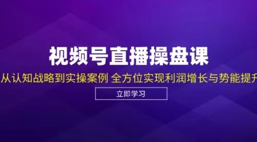 视频号直播操盘课，从认知战略到实操案例 全方位实现利润增长与势能提升_码小屋