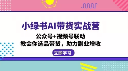 小绿书AI带货实战营：公众号+视频号联动，教会你选品带货，助力副业增收_码小屋